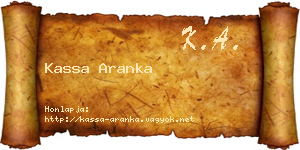 Kassa Aranka névjegykártya